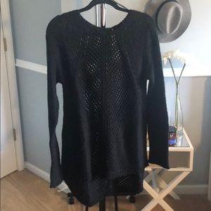 Black crochet long sleeve sweater
